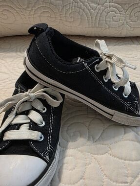 Converse Kids Black Canvas Low-Top Sneakers with White Laces